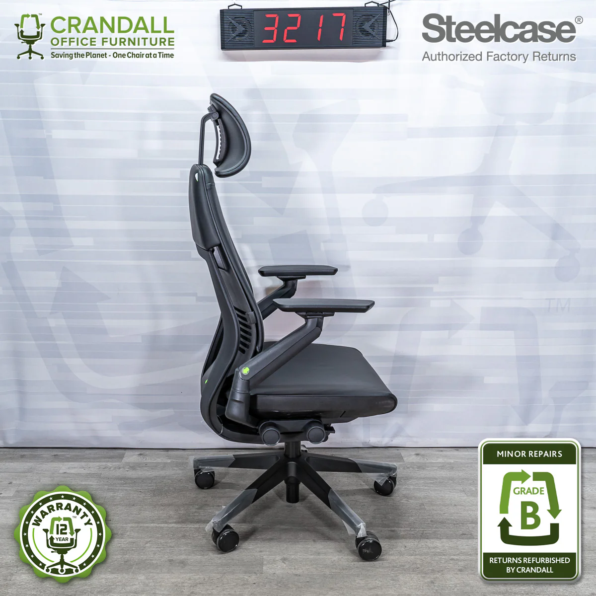 3217 - Steelcase Gesture with Headrest - Grade B **CLOSEOUT - NO RETURNS** - Image 2
