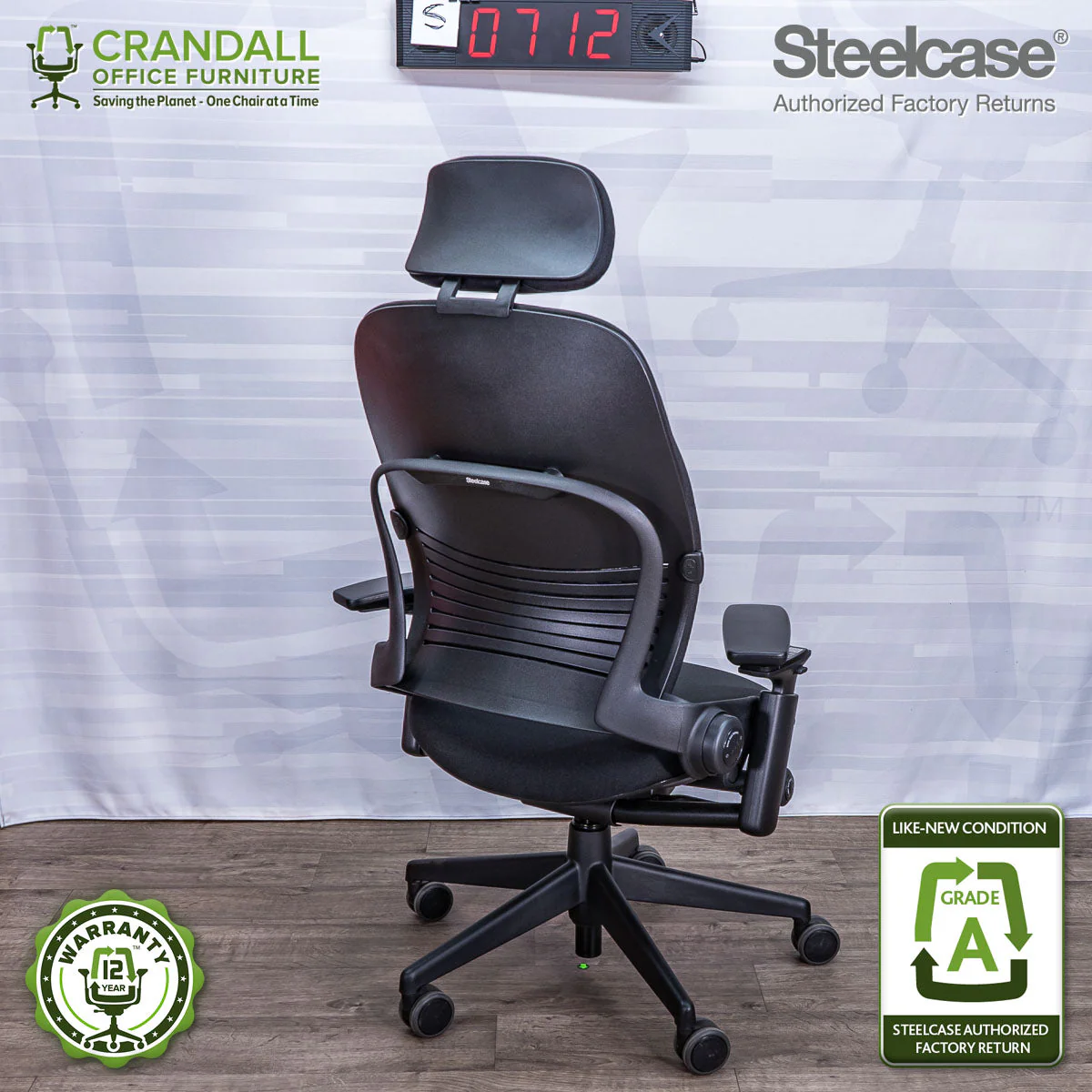 S-0712 - Steelcase V2 Leap with Headrest - Grade A - Image 2