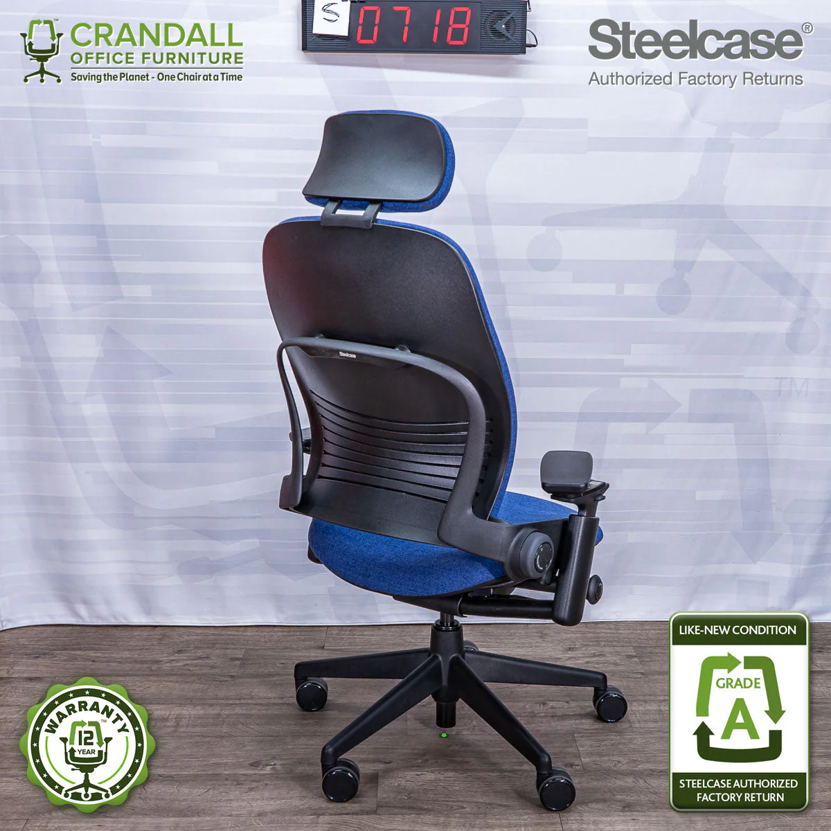 S-0718 - Steelcase V2 Leap with Headrest - Grade A - Image 2