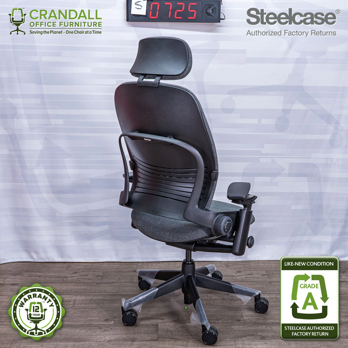 S-0725 - Steelcase V2 Leap with Headrest - Grade A - Image 2