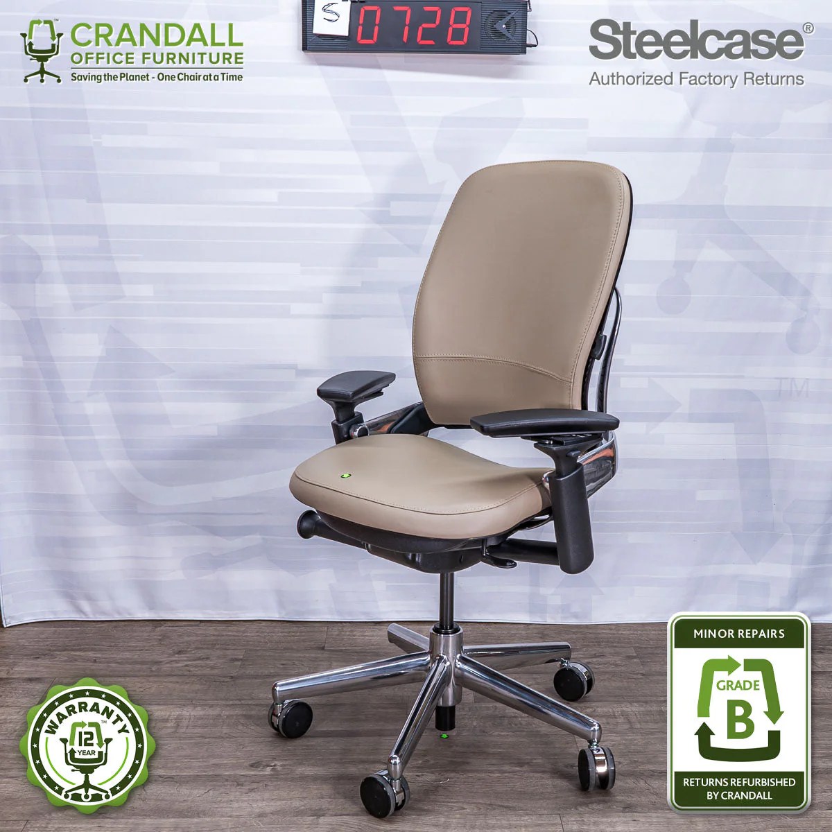 S-0728 - Steelcase V2 Leap - Grade B