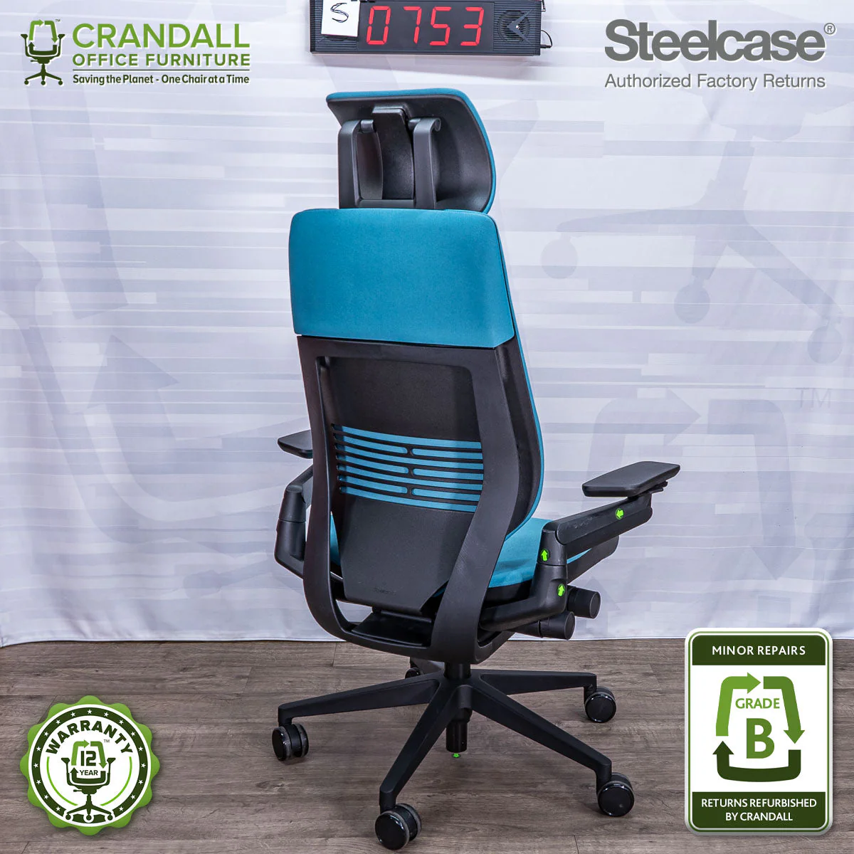 S-0753 - Steelcase Gesture with Headrest - Grade B - Image 2