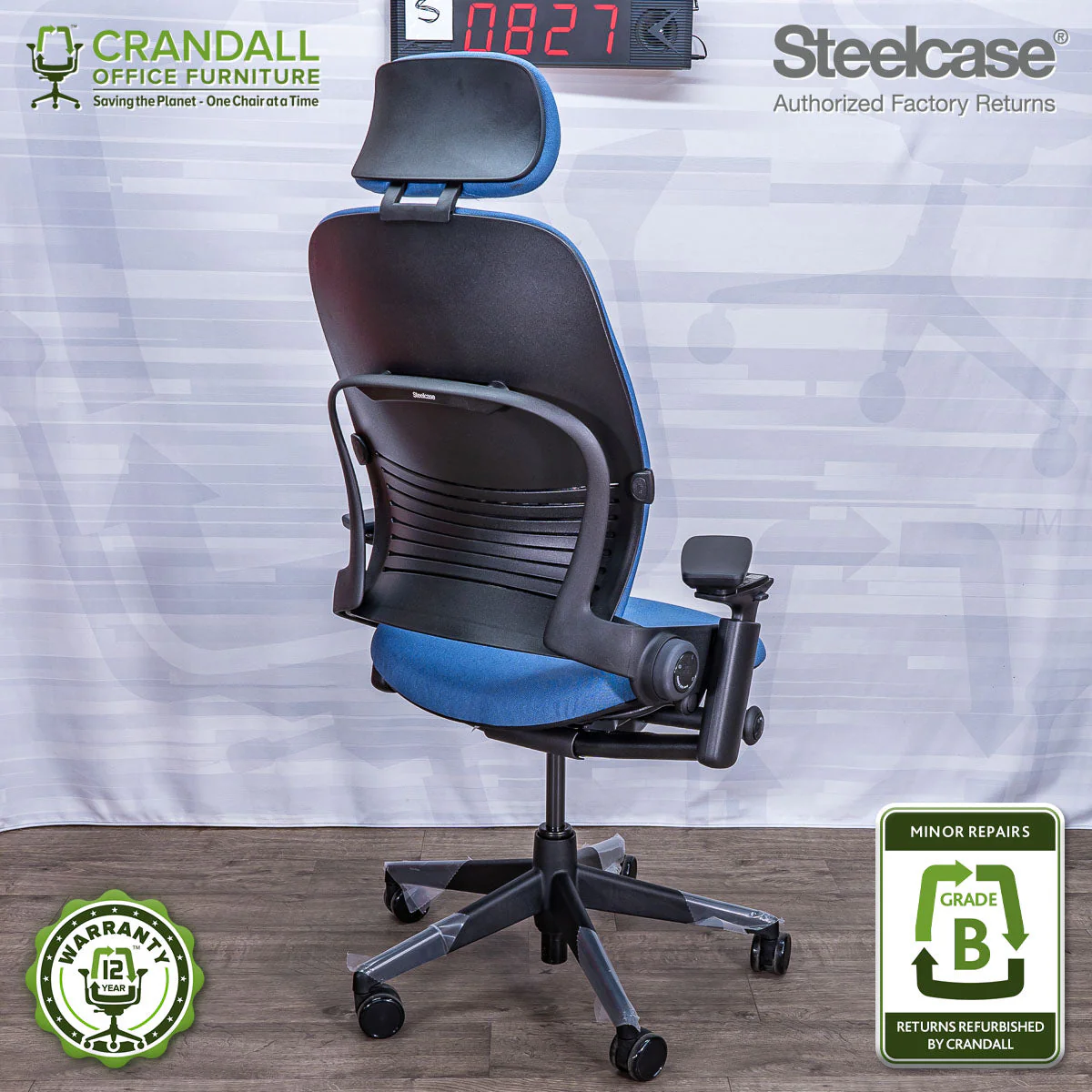 S-0827 - Steelcase V2 Leap with Headrest - Grade A - Image 2
