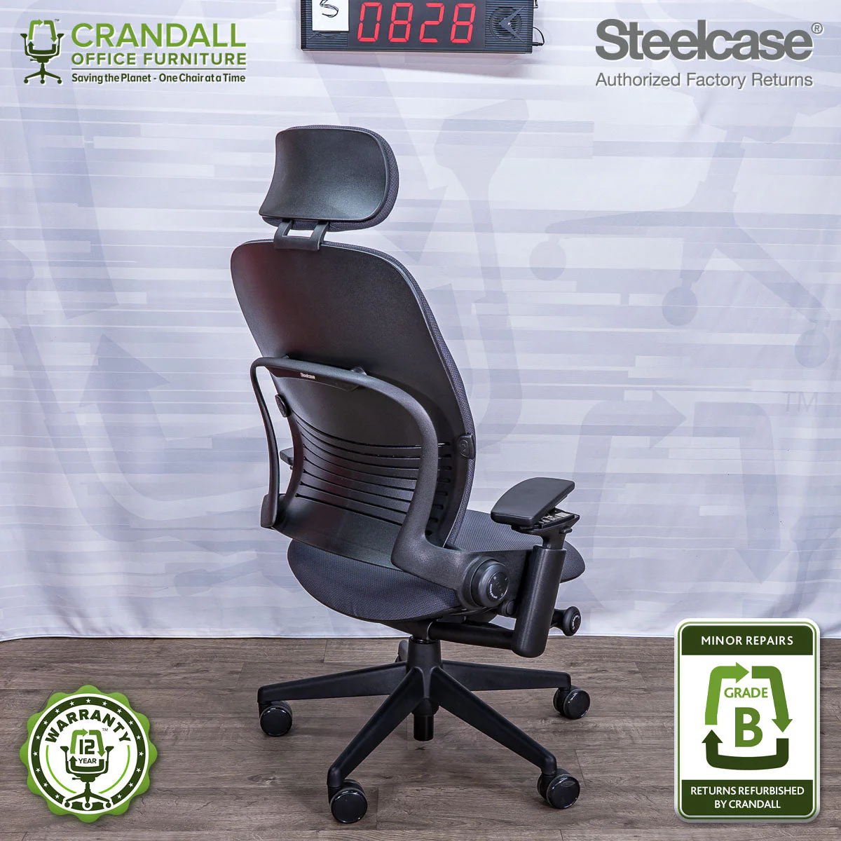 S-0828 - Steelcase V2 Leap with Headrest - Grade A - Image 2