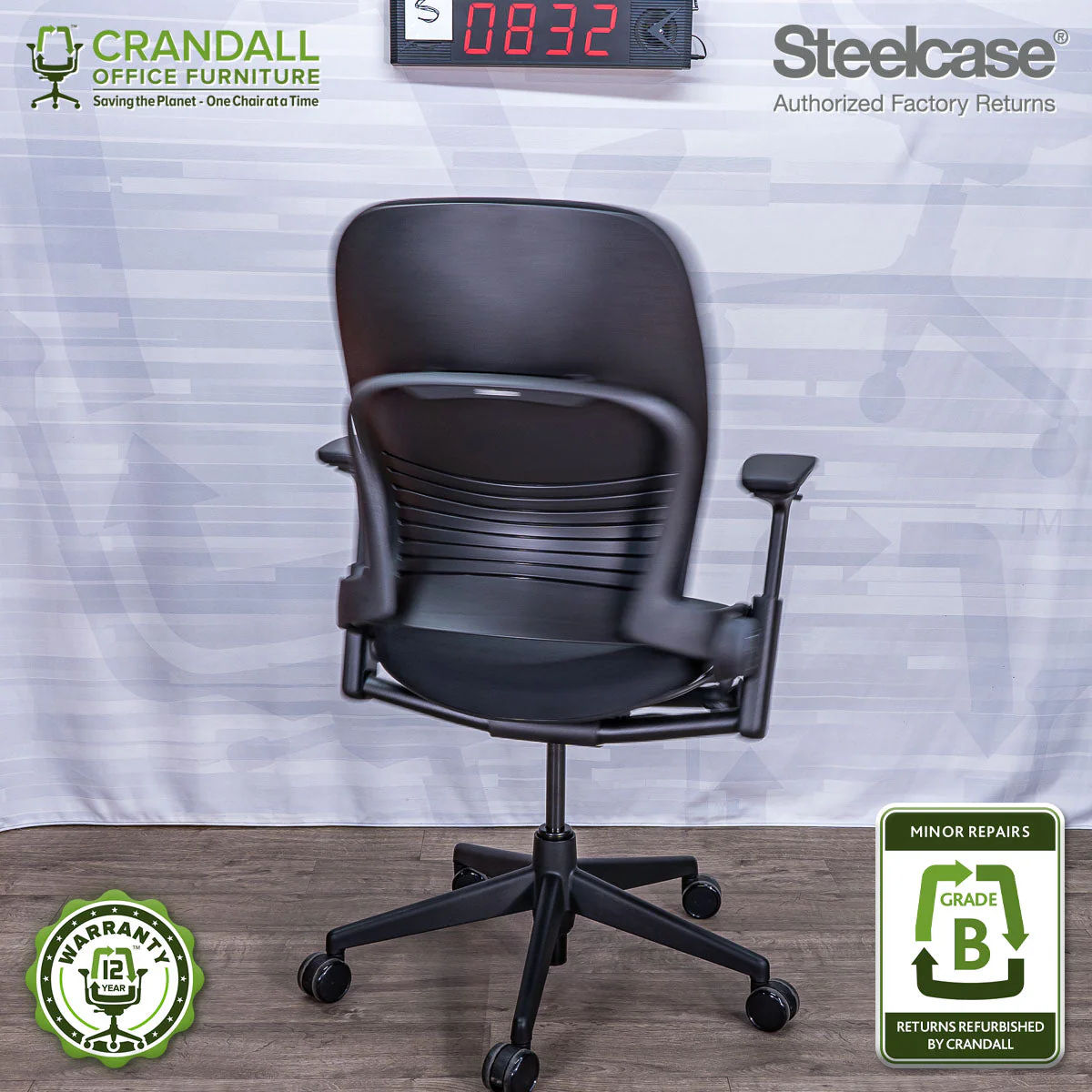 S-0832 - Steelcase V2 Leap - Grade A - Image 2