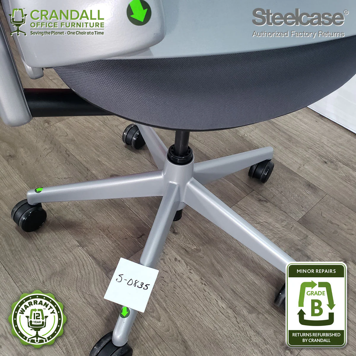 S-0835 - Steelcase V2 Leap - Grade B - Image 3