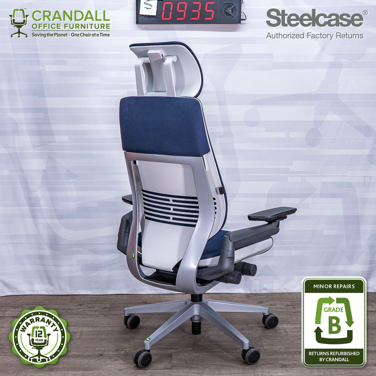 S-0935 - Steelcase Gesture with Headrest - Grade B - Image 2