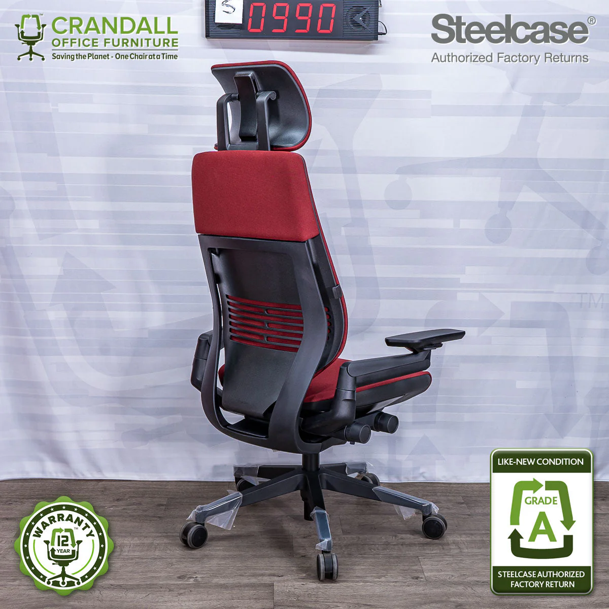 S-0990 - Steelcase Gesture with Headrest - Grade A - Image 2