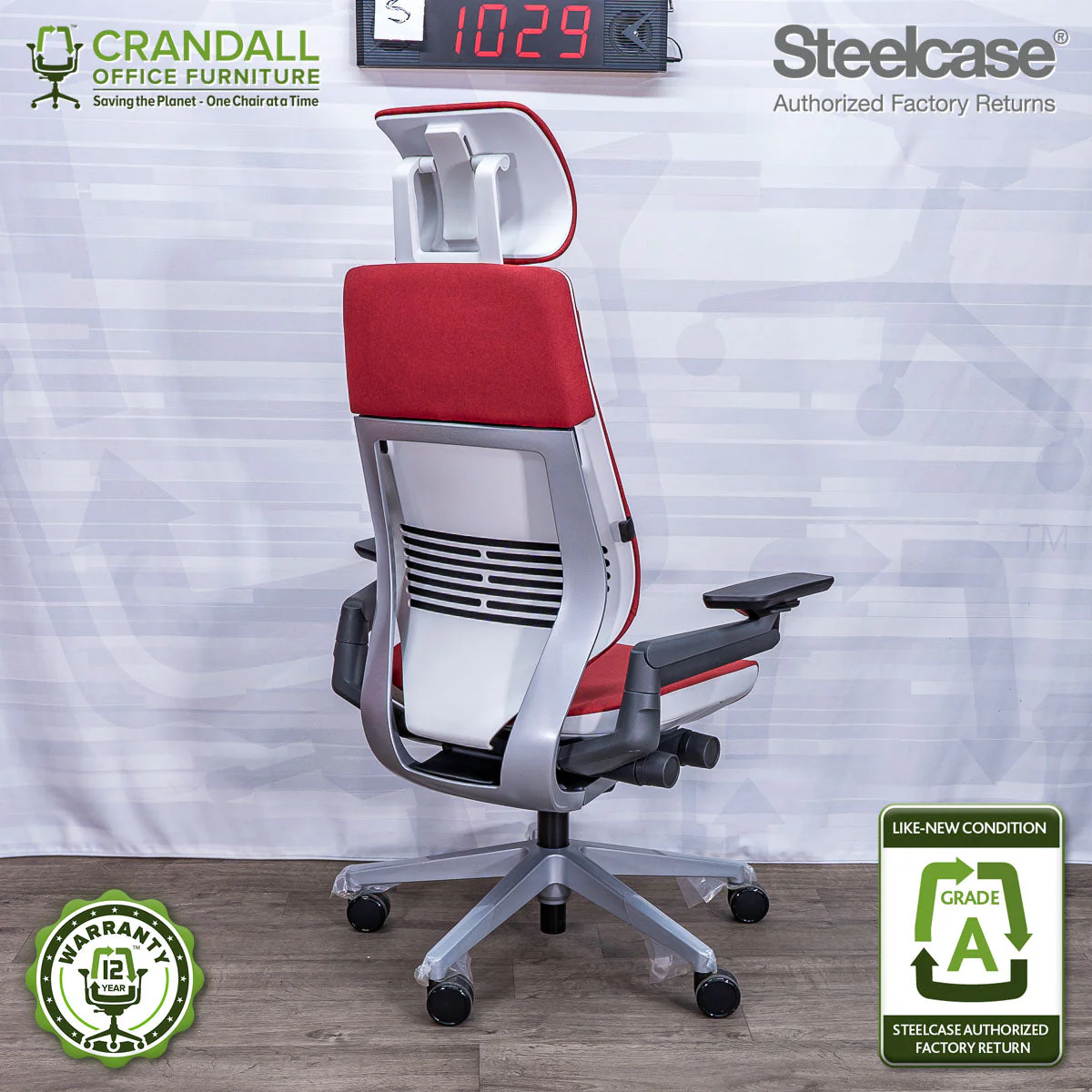 S-1029 - Steelcase Gesture with Headrest - Grade A - Image 2