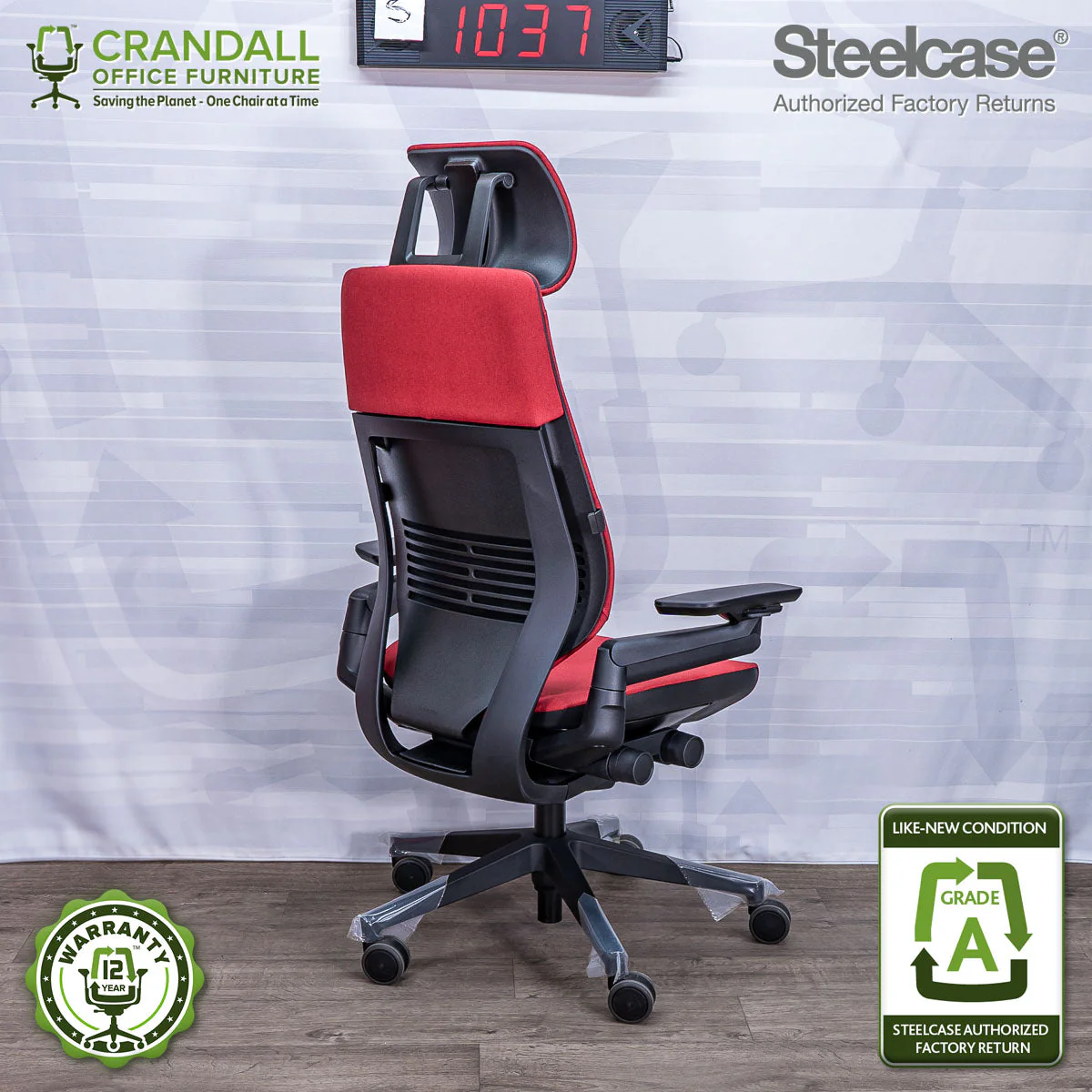 S-1037 - Steelcase Gesture with Headrest - Grade A - Image 2