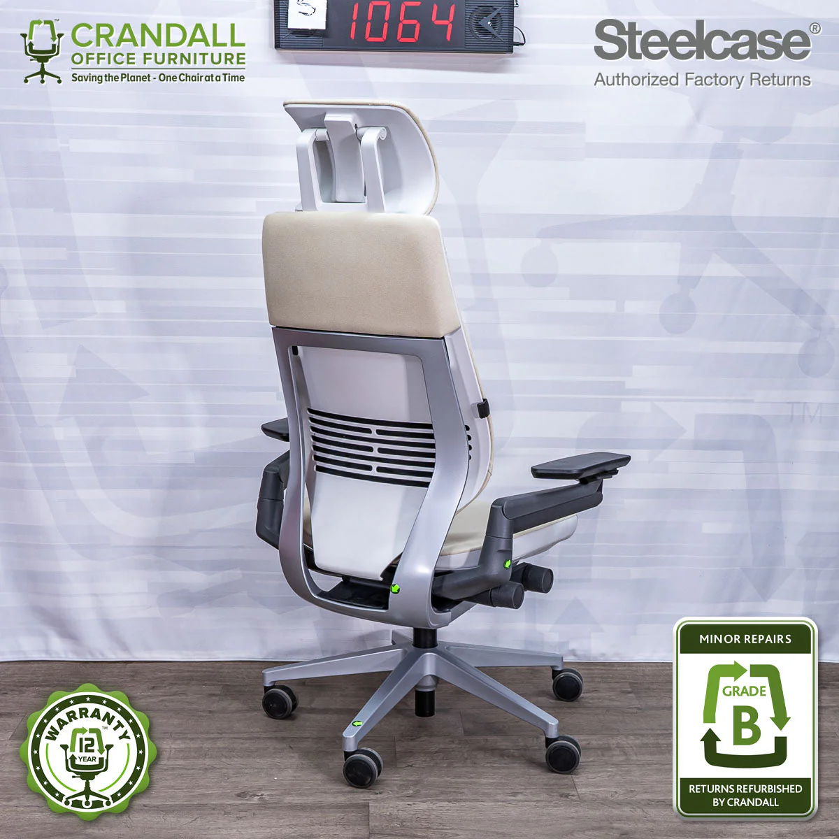 S-1064 - Steelcase Gesture with Headrest - Grade B - Image 2