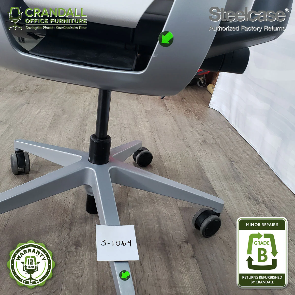 S-1064 - Steelcase Gesture with Headrest - Grade B - Image 4