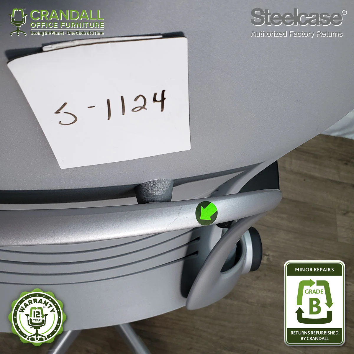 S-1124 - Steelcase V2 Leap - Grade B - Image 3