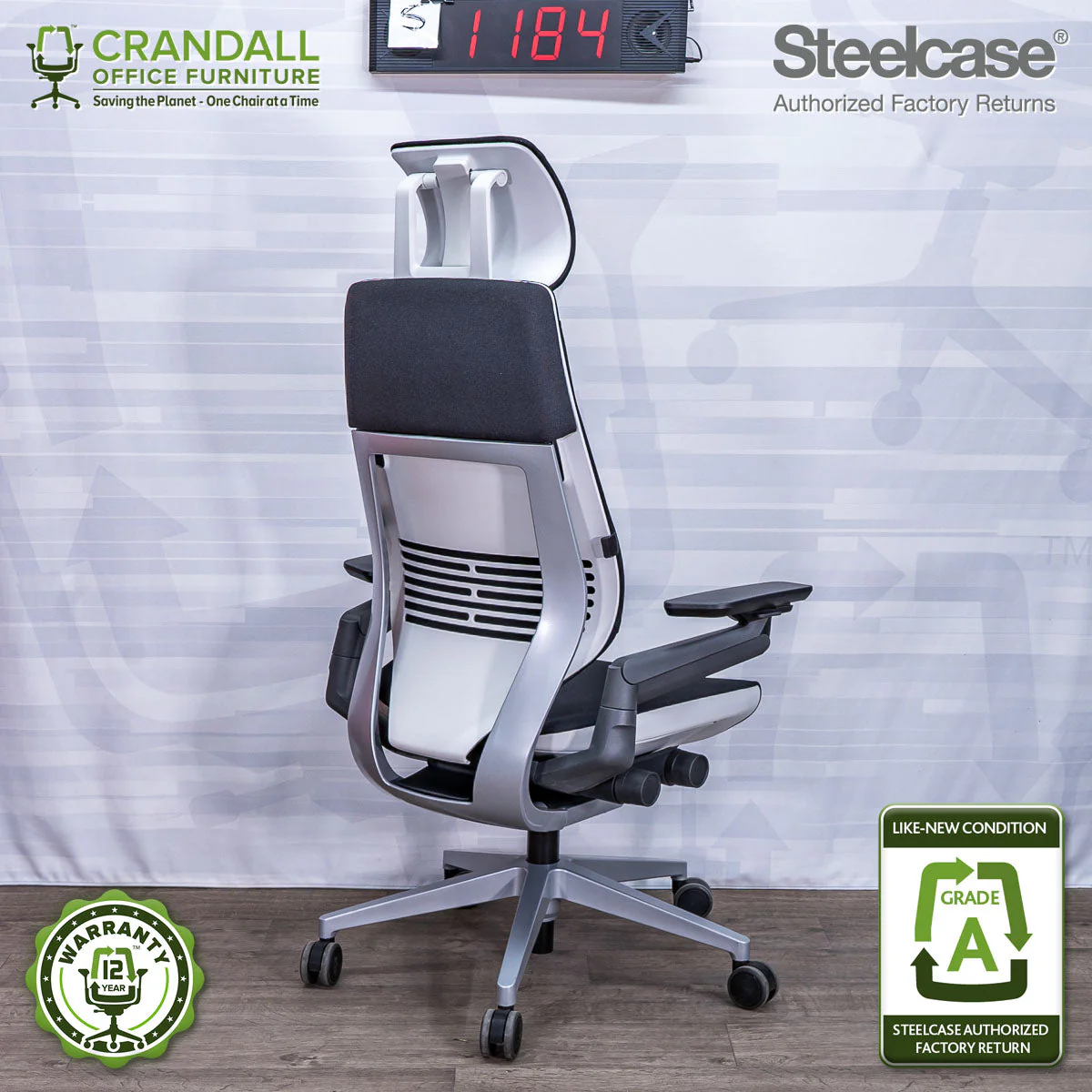 S-1184 - Steelcase Gesture with Headrest - Grade A - Image 2