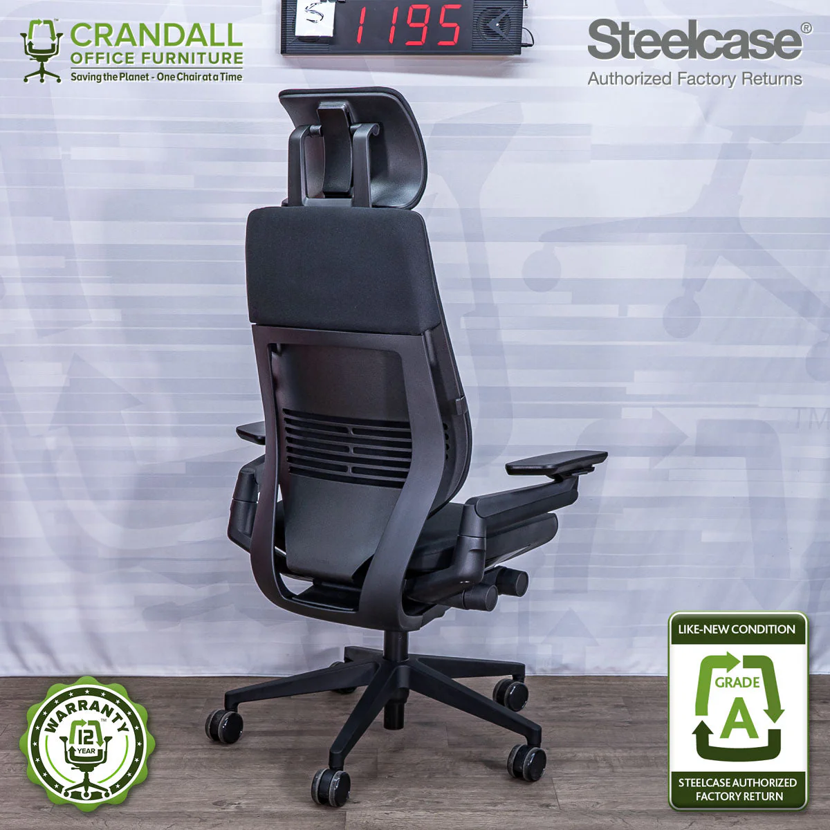 S-1195 - Steelcase Gesture with Headrest - Grade A - Image 2