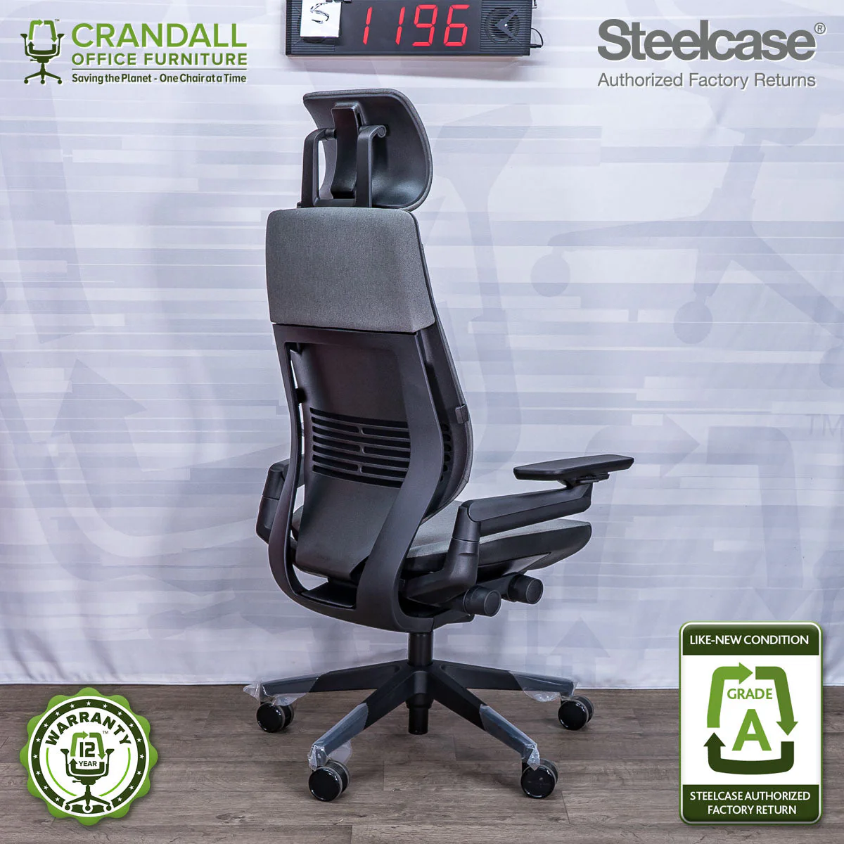 S-1196 - Steelcase Gesture with Headrest - Grade A - Image 2
