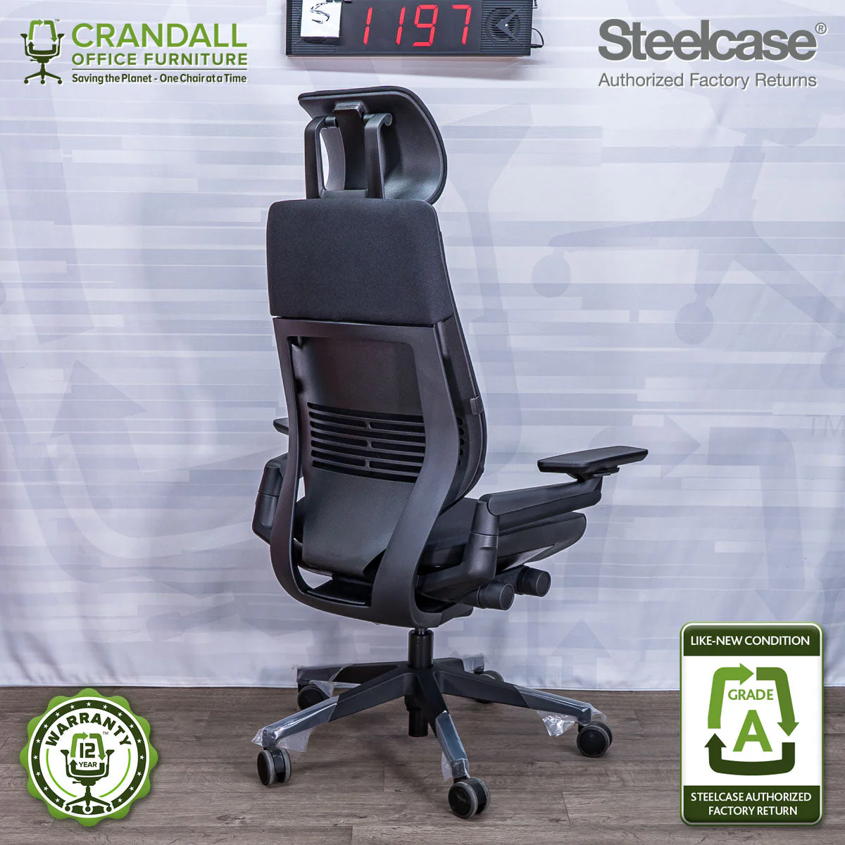 S-1197 - Steelcase Gesture with Headrest - Grade A - Image 2