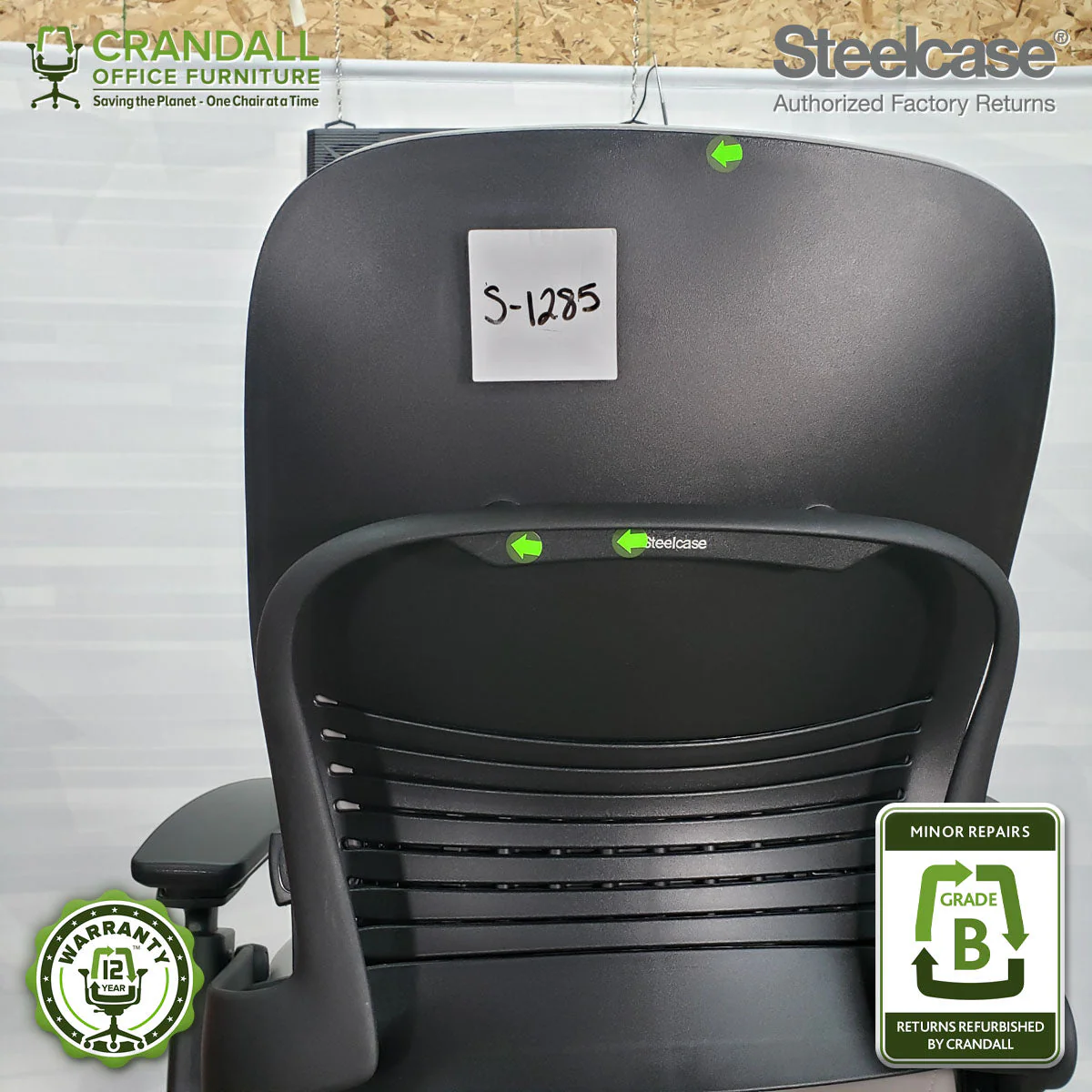 S-1285 - Steelcase V2 Leap - Grade B - Image 3