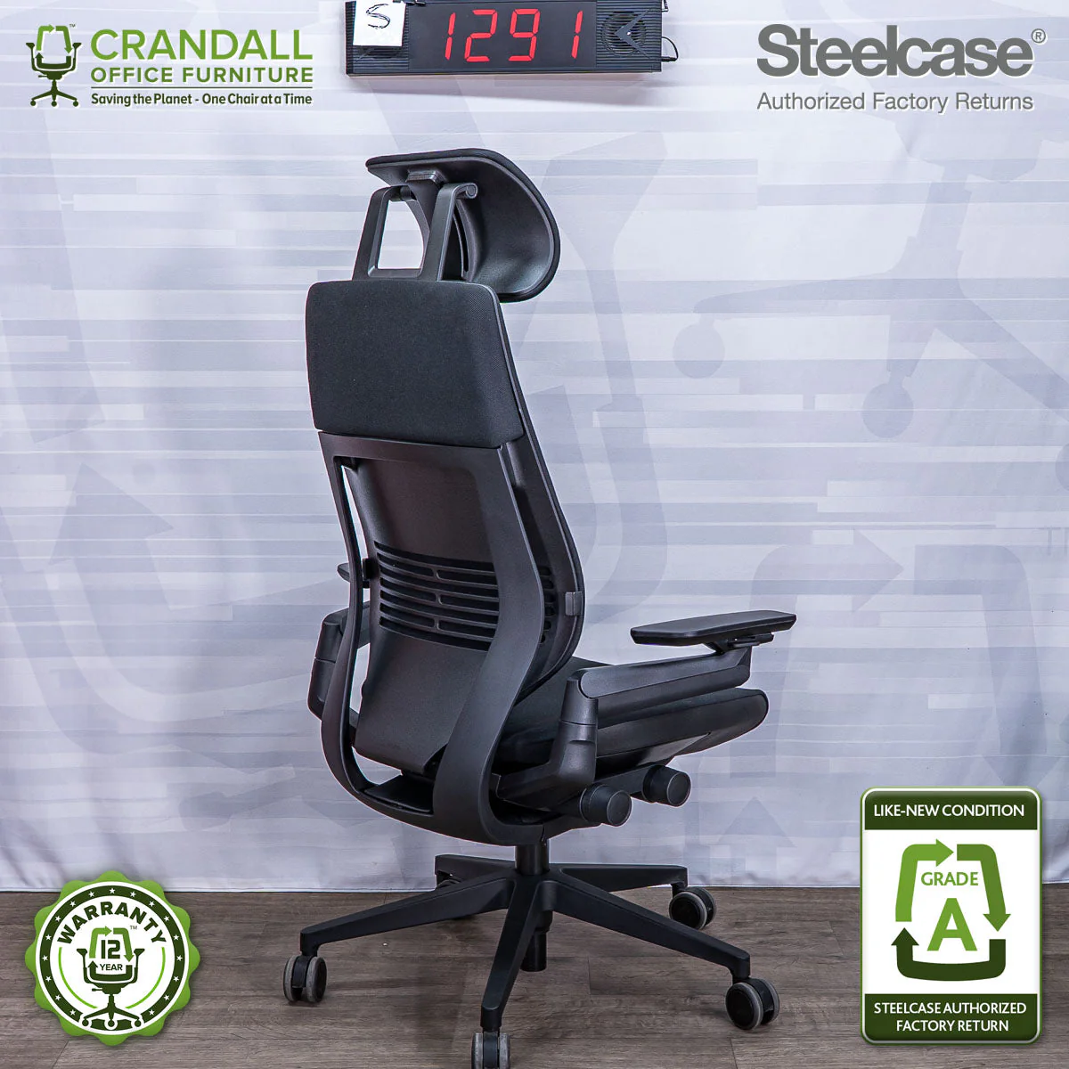 S-1291 - Steelcase Gesture with Headrest - Grade A - Image 2