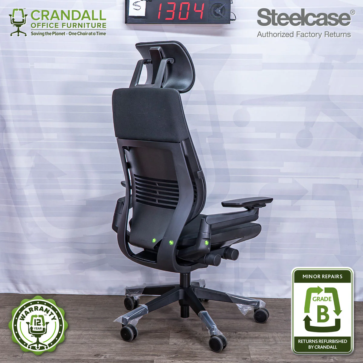 S-1304 - Steelcase Gesture with Headrest - Grade B - Image 2