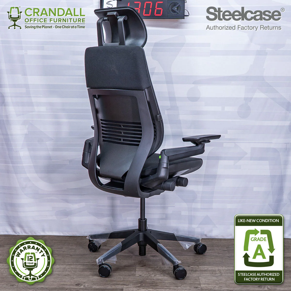 S-1306 - Steelcase Gesture with Headrest - Grade B - Image 2
