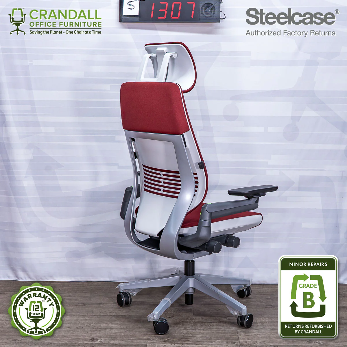 S-1307 - Steelcase Gesture with Headrest - Grade B - Image 2