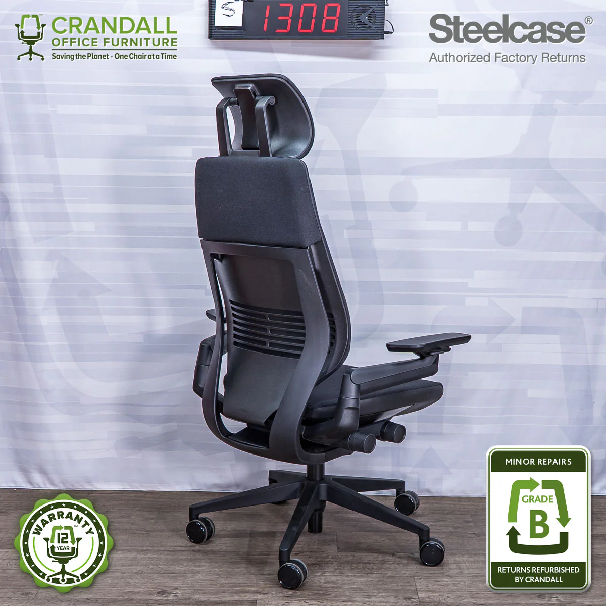 S-1308 - Steelcase Gesture with Headrest - Grade B - Image 2