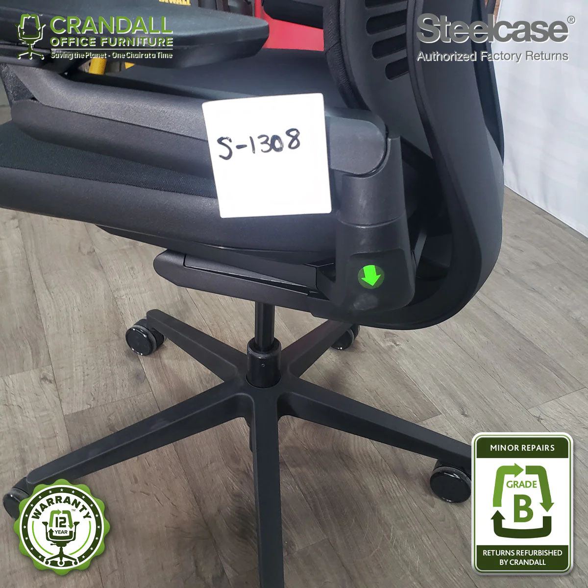 S-1308 - Steelcase Gesture with Headrest - Grade B - Image 3