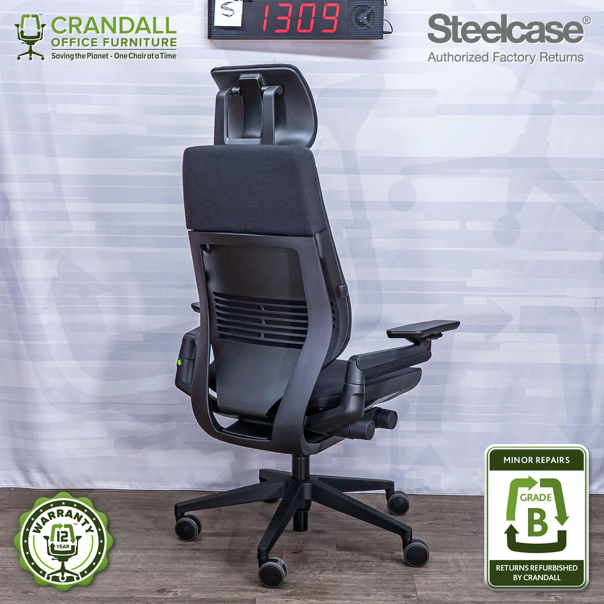 S-1309 - Steelcase Gesture with Headrest - Grade B - Image 2