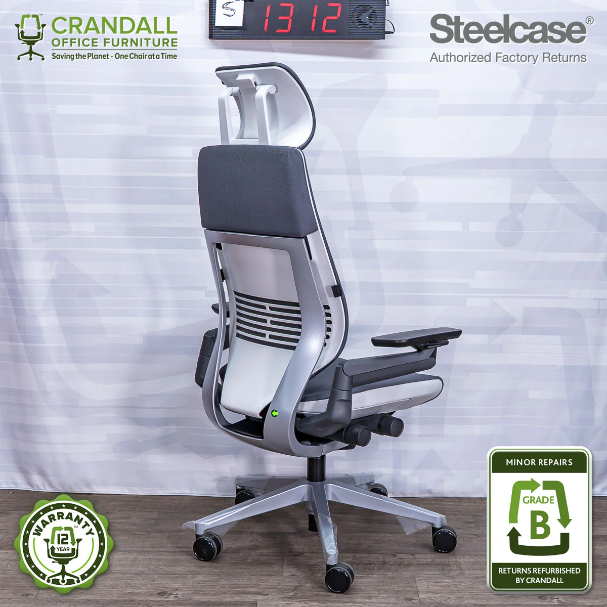 S-1312 - Steelcase Gesture with Headrest - Grade B - Image 2