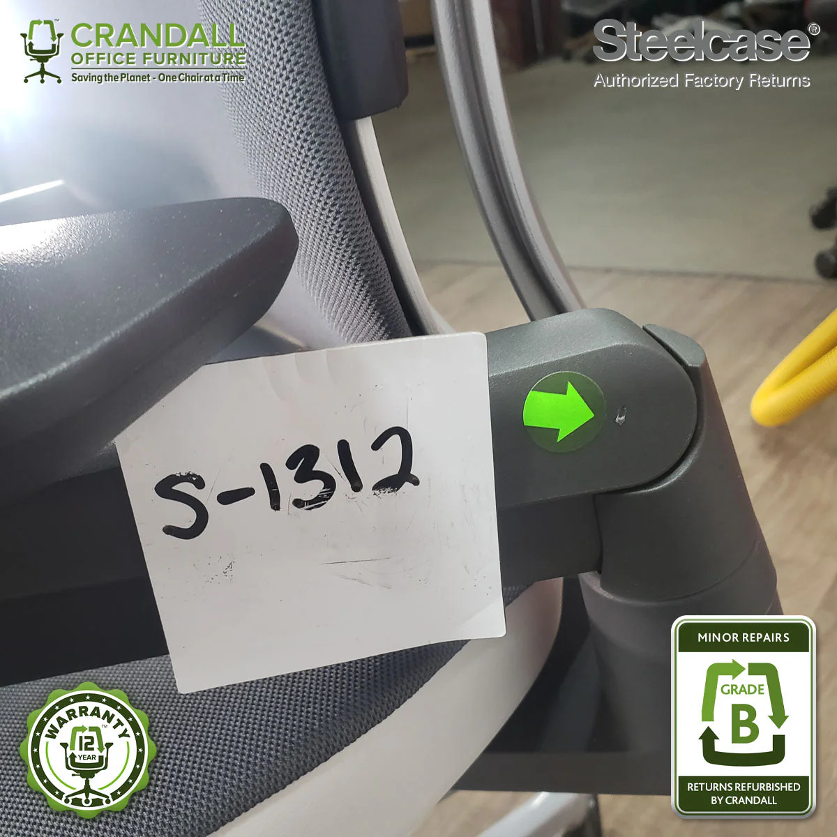 S-1312 - Steelcase Gesture with Headrest - Grade B - Image 3