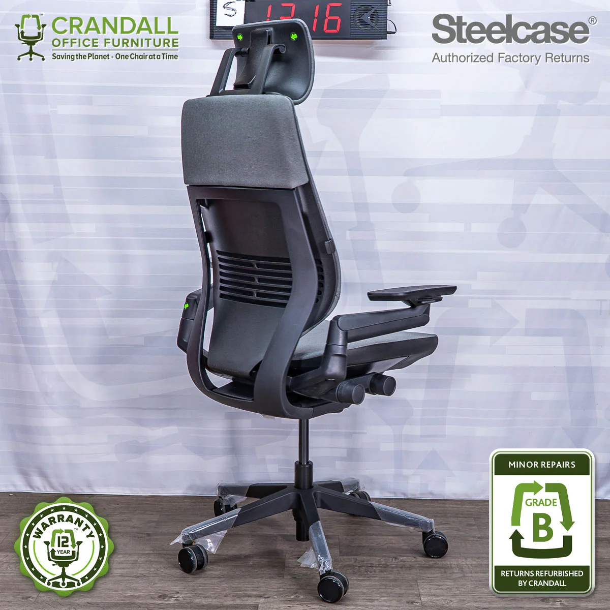 S-1316 - Steelcase Gesture with Headrest - Grade B - Image 2