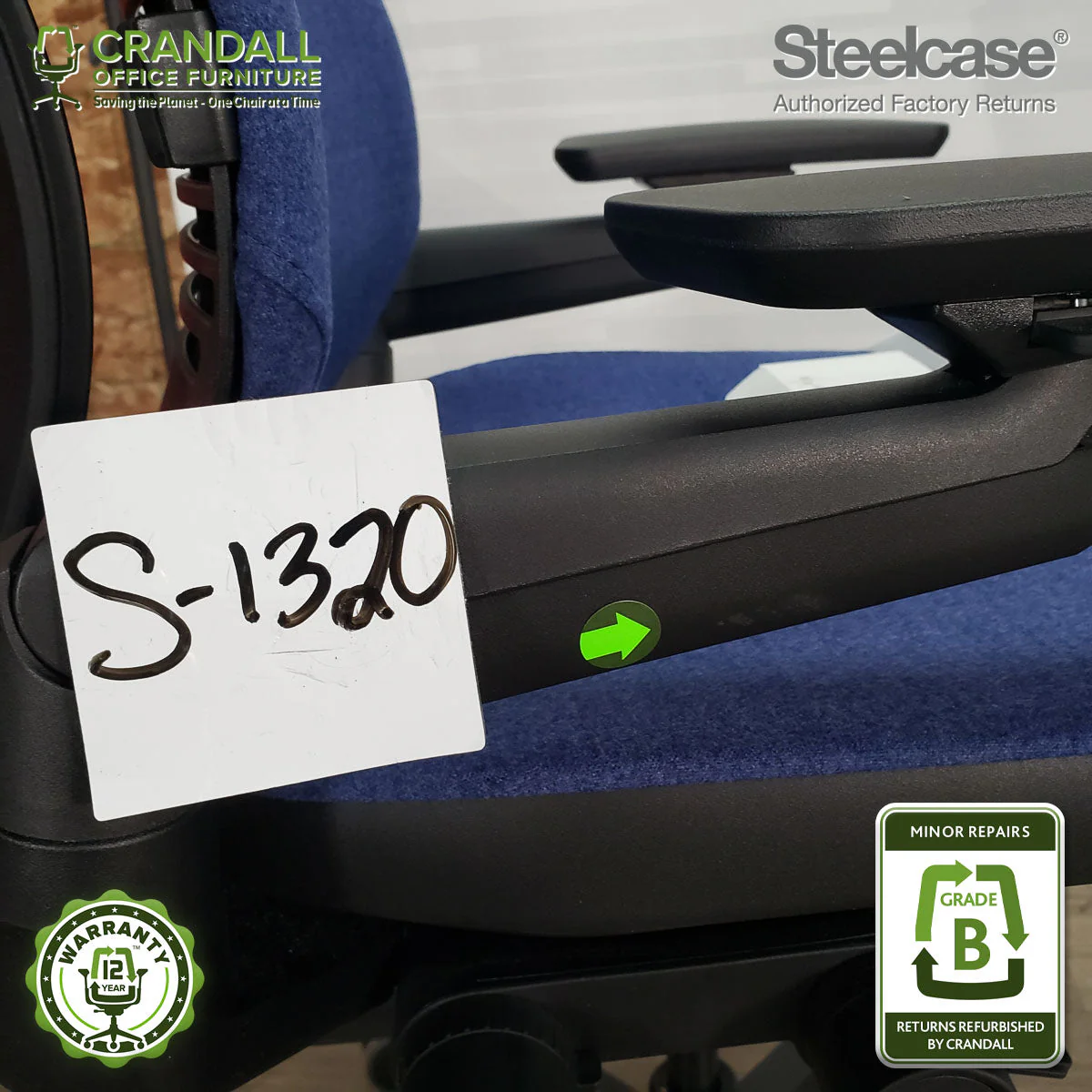 S-1320 - Steelcase Gesture with Headrest - Grade B - Image 3
