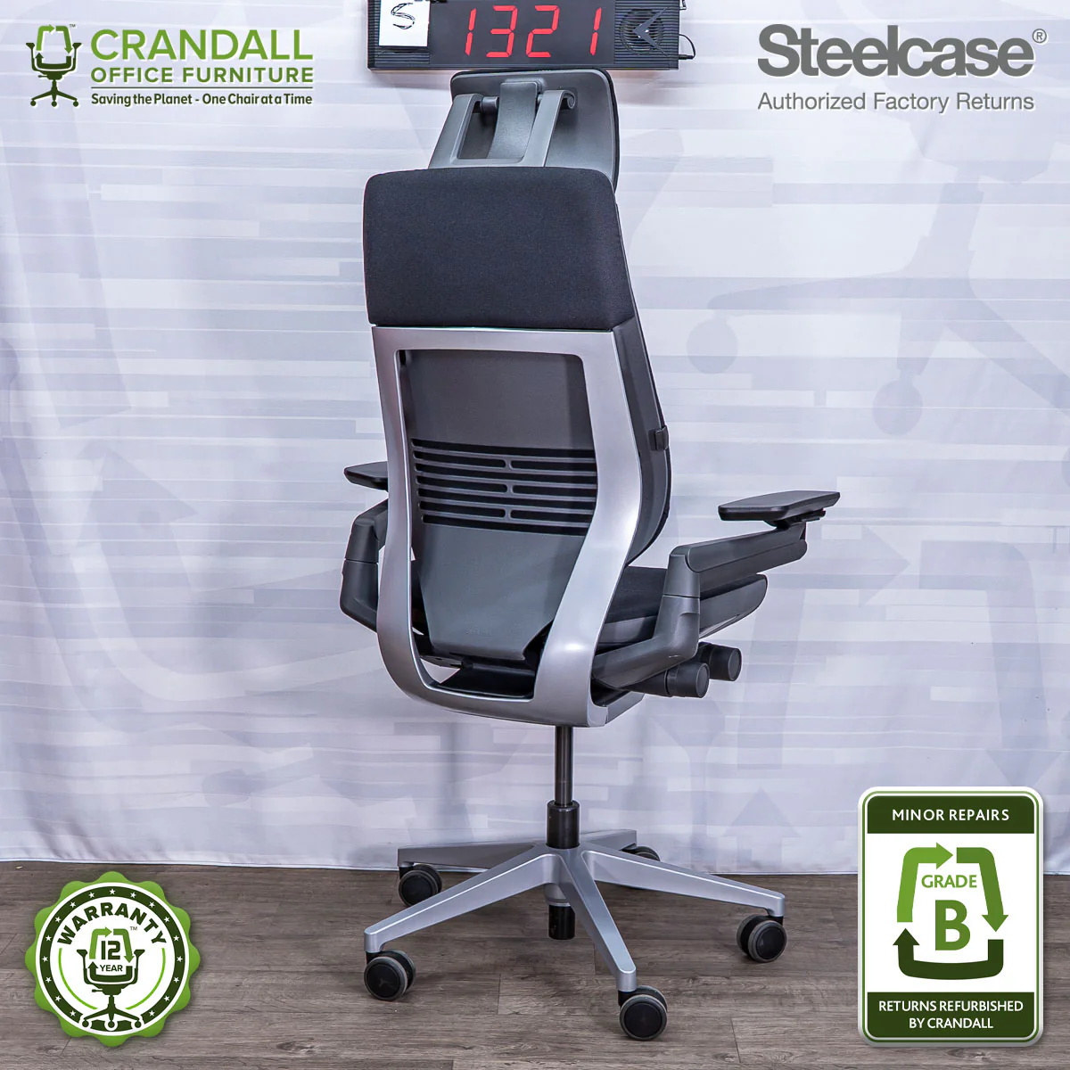 S-1321 - Steelcase Gesture with Headrest - Grade B - Image 2