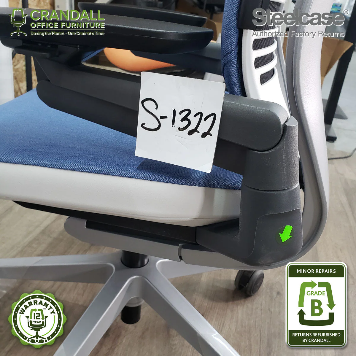 S-1322 - Steelcase Gesture with Headrest - Grade B - Image 3