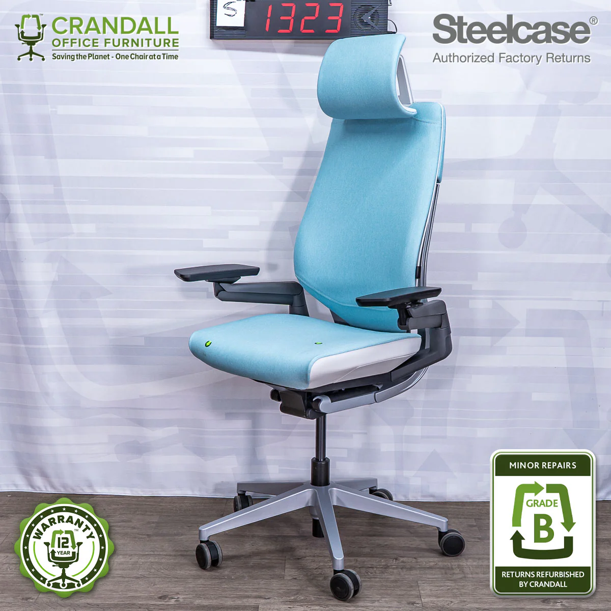 S-1323 - Steelcase Gesture with Headrest - Grade B