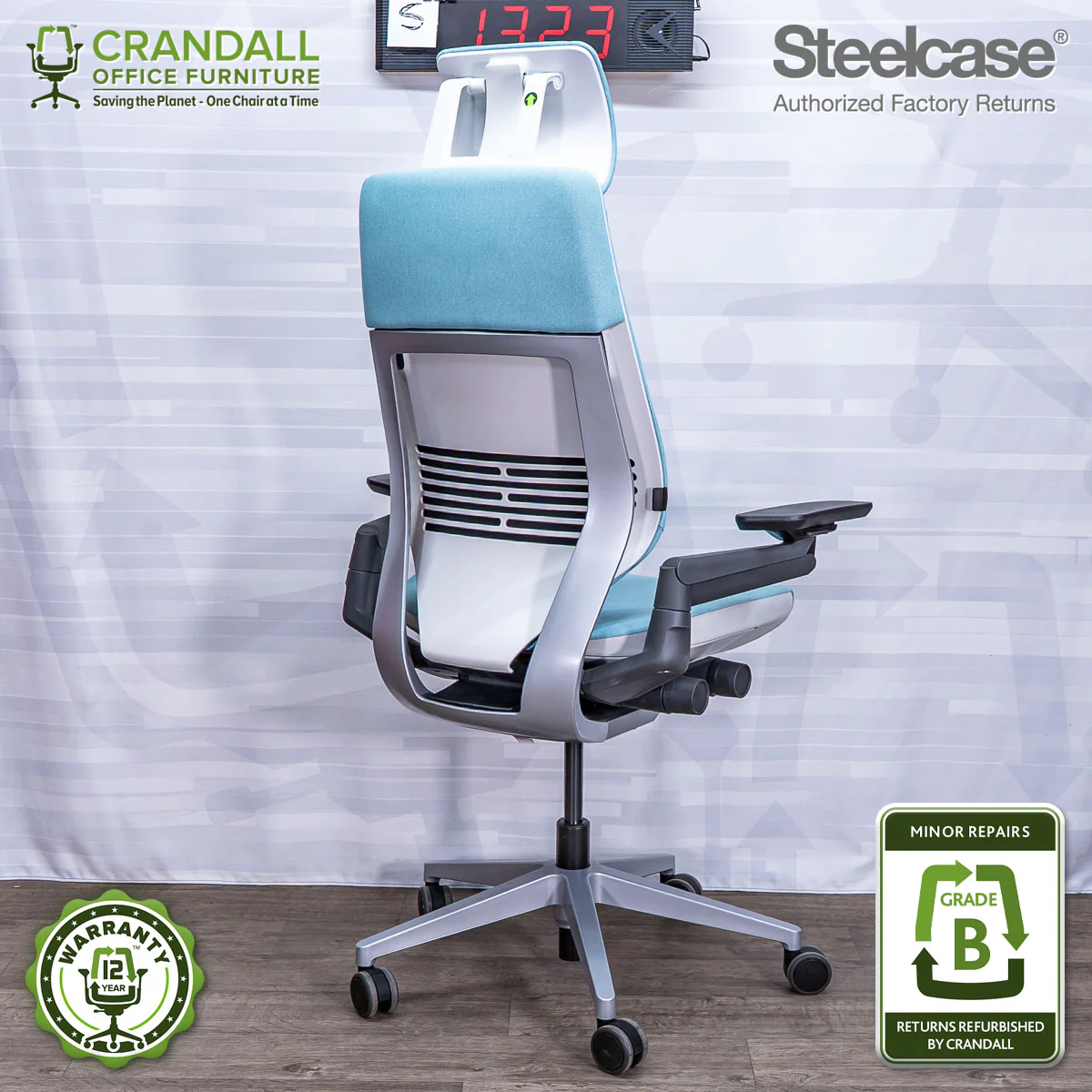 S-1323 - Steelcase Gesture with Headrest - Grade B - Image 2