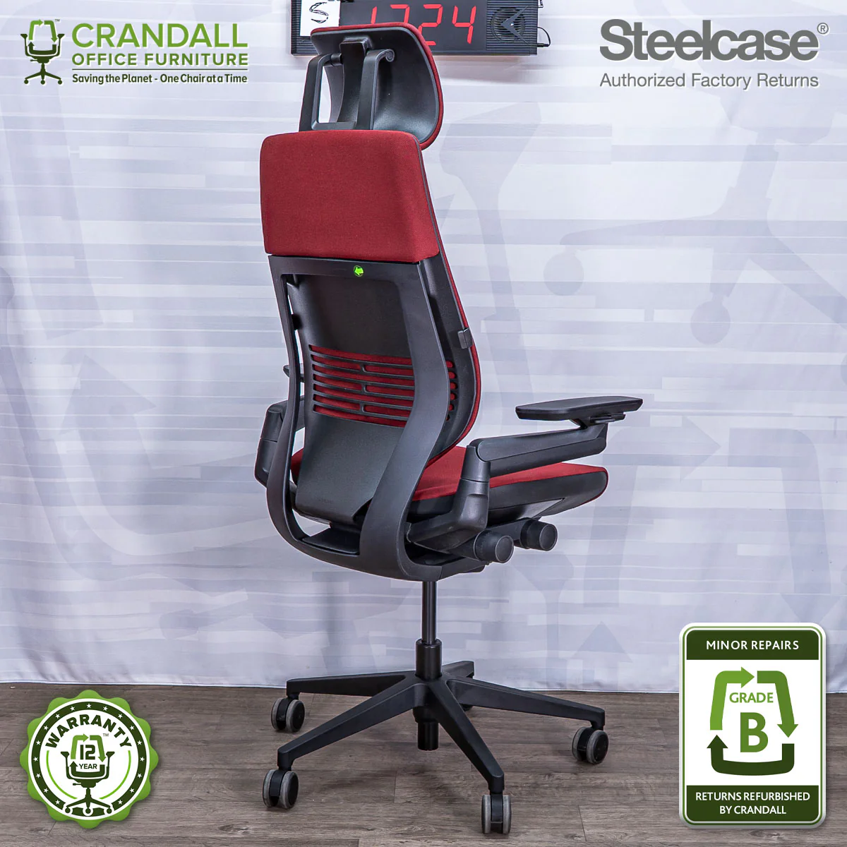 S-1324 - Steelcase Gesture with Headrest - Grade B - Image 2