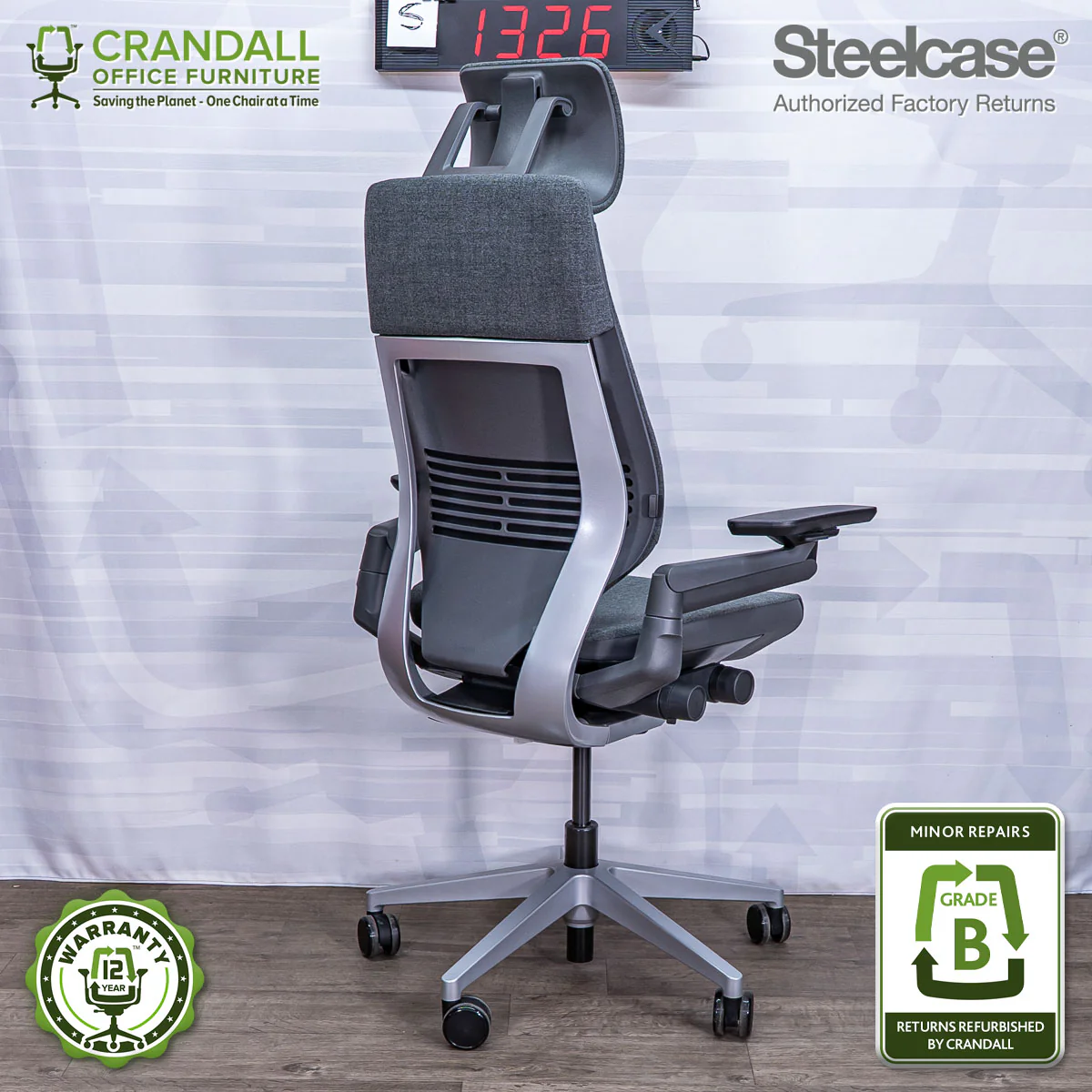 S-1326 - Steelcase Gesture with Headrest - Grade B - Image 2