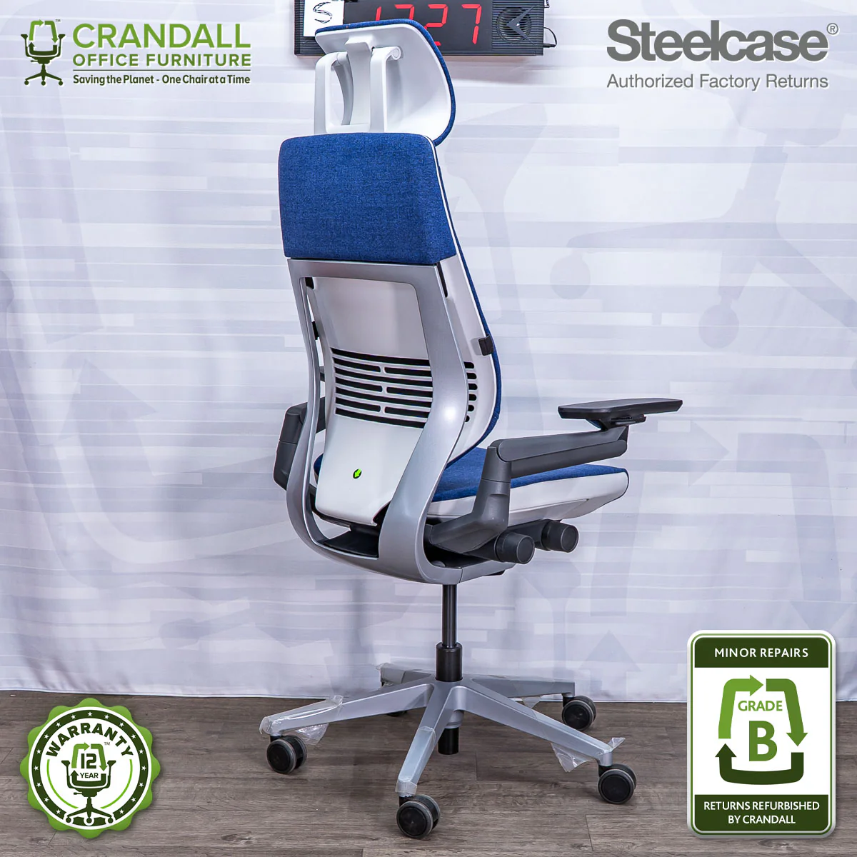 S-1327 - Steelcase Gesture with Headrest - Grade B - Image 2