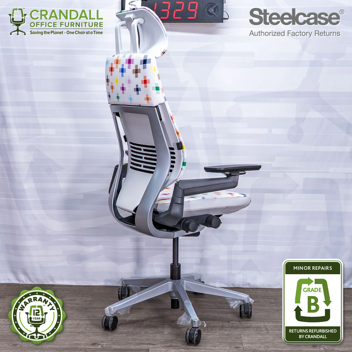 S-1329 - Steelcase Gesture with Headrest - Grade B - Image 2