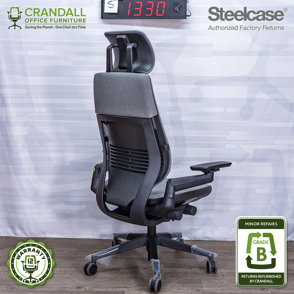 S-1330 - Steelcase Gesture with Headrest - Grade B - Image 2