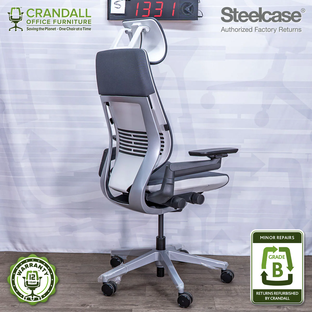 S-1331 - Steelcase Gesture with Headrest - Grade B - Image 2