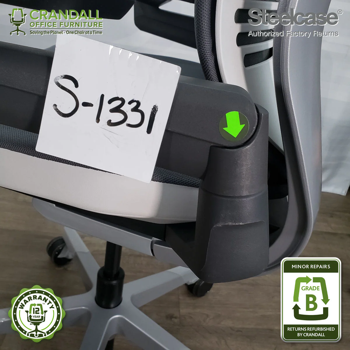 S-1331 - Steelcase Gesture with Headrest - Grade B - Image 3