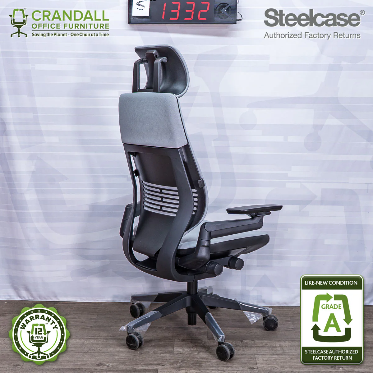 S-1332 - Steelcase Gesture with Headrest - Grade A - Image 2