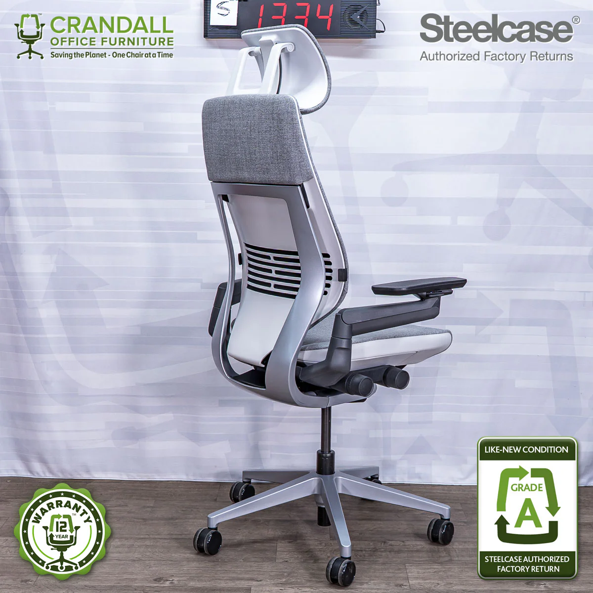 S-1334 - Steelcase Gesture with Headrest - Grade A - Image 2
