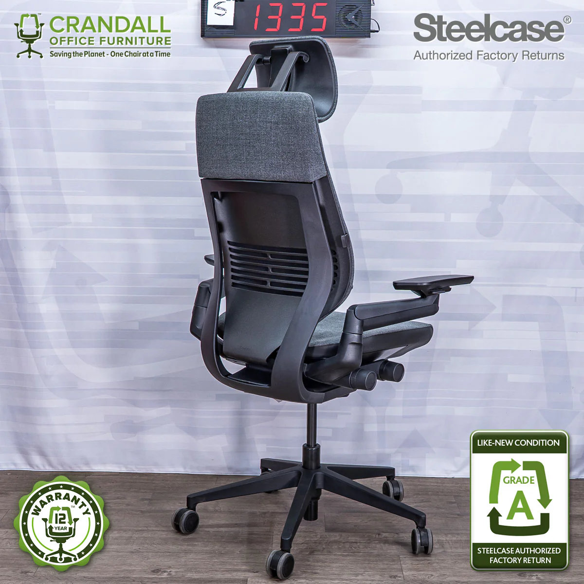 S-1335 - Steelcase Gesture with Headrest - Grade A - Image 2