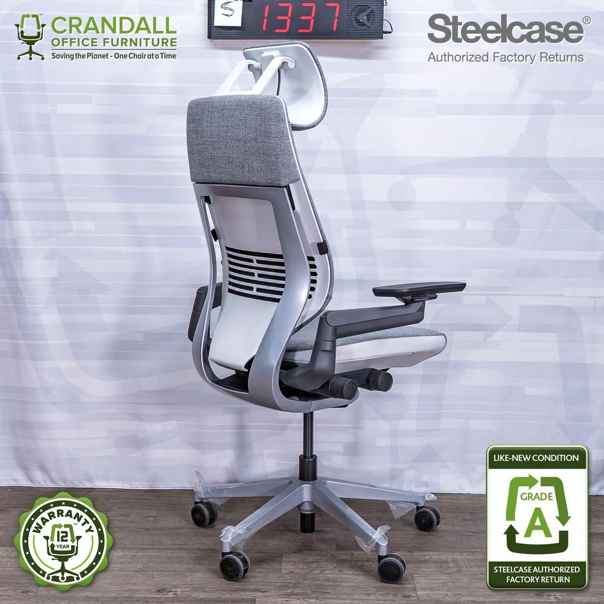 S-1337 - Steelcase Gesture with Headrest - Grade A - Image 2