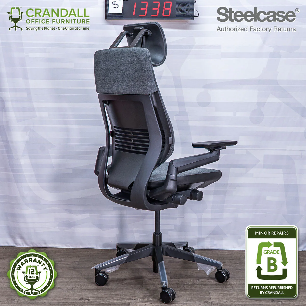 S-1338 - Steelcase Gesture with Headrest - Grade A - Image 2