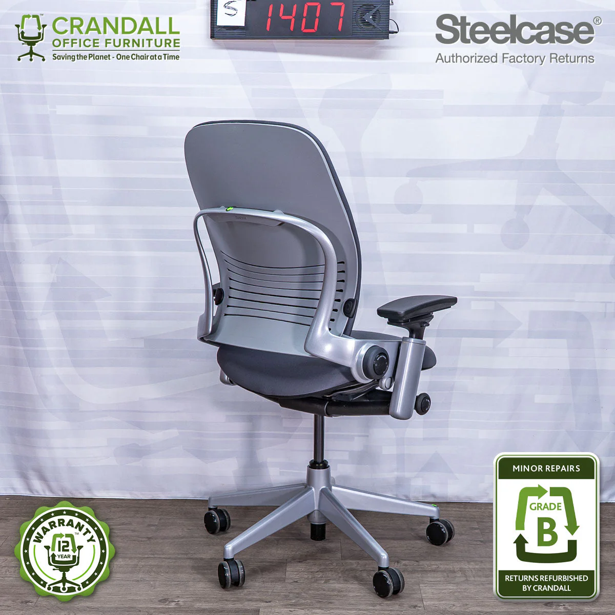 S-1407 - Steelcase V2 Leap  - Grade B - Image 2